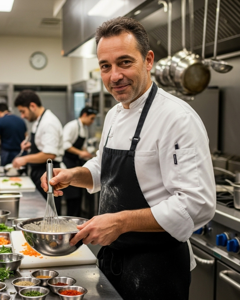 Image d'un restaurateur présentant un plat.
